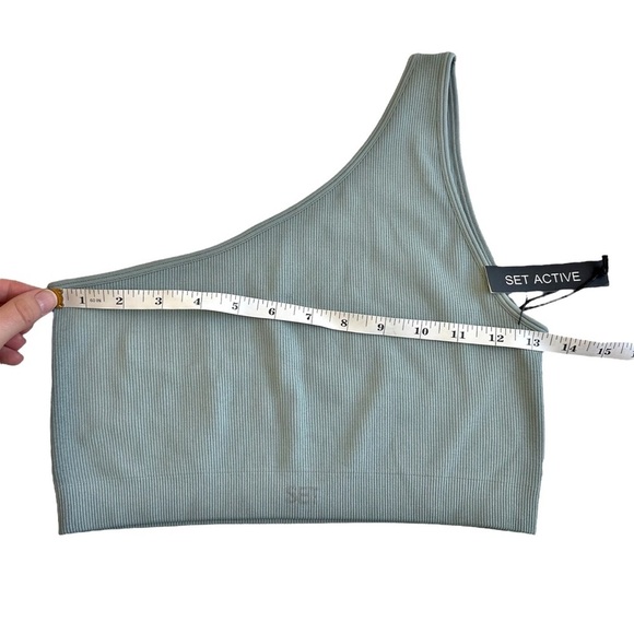 SET Active NWT Sculptflex Ribbed One Shoulder Sports Bra Teal XL Active Gym Yoga - Picture 4 of 6